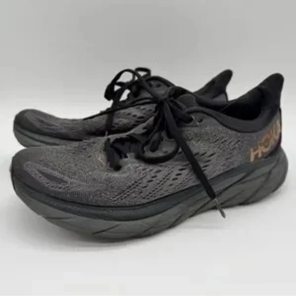 Hoka One One Clifton 8 Lace Up Gray Black Running Shoes Women’s Size 8